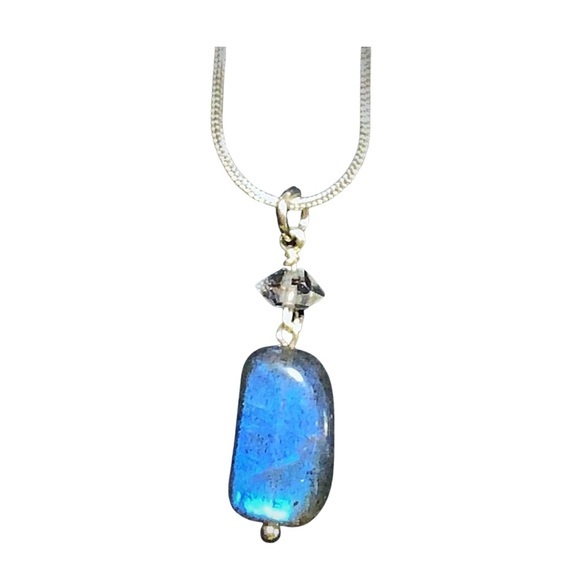 Jewelry - Hand Made Labradorite Diamond Charm Necklace